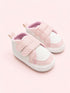 Pink & White Woven Texture Sneakers with Velcro Straps