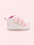 Pink & White Woven Texture Sneakers with Velcro Straps