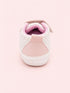 Pink & White Woven Texture Sneakers with Velcro Straps