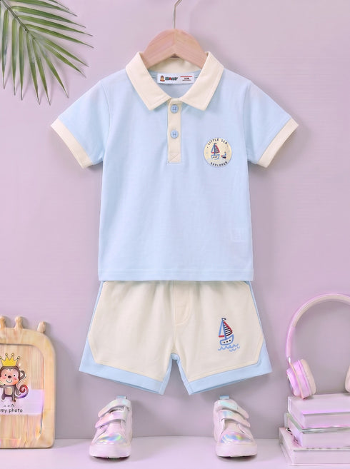 Sea Explorer Panelled Polo Short Set
