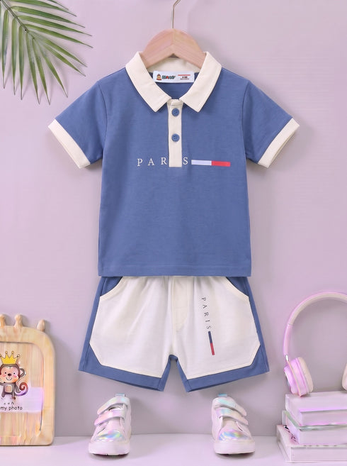 Little Paris Panelled Polo Short Set