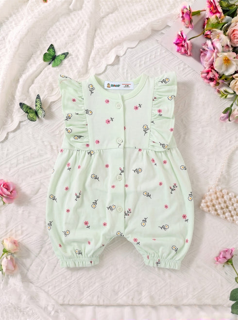 Floral Bloom Flutter Front Open Frill Romper