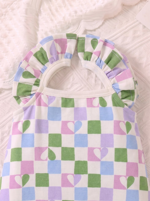 Heart Gingham Frilled Romper