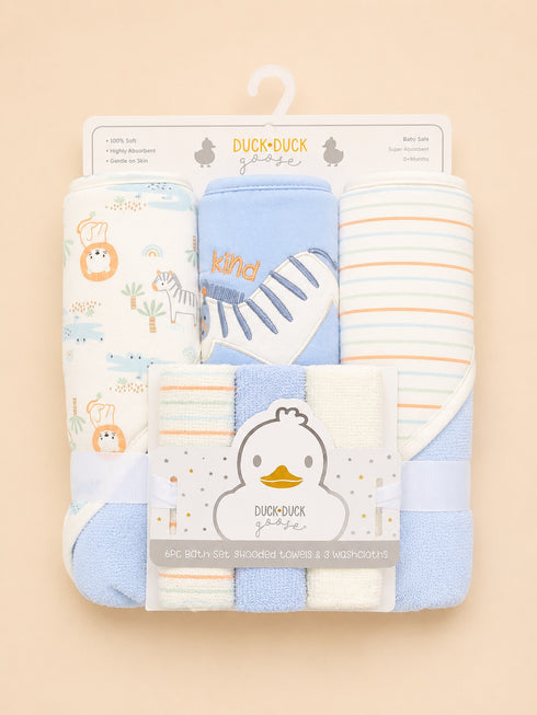 6-Pcs Baby Hooded Bath Towel Set
