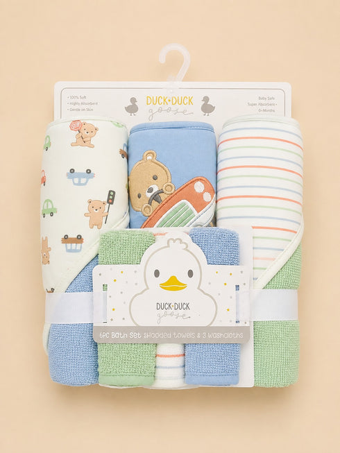 6-Pcs Baby Hooded Bath Towel Set