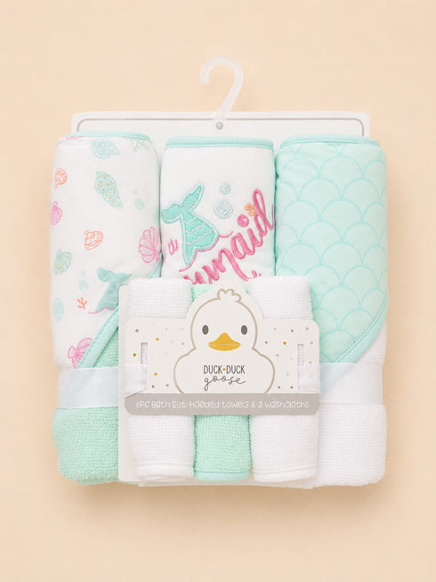 6-Pcs Baby Hooded Bath Towel Set