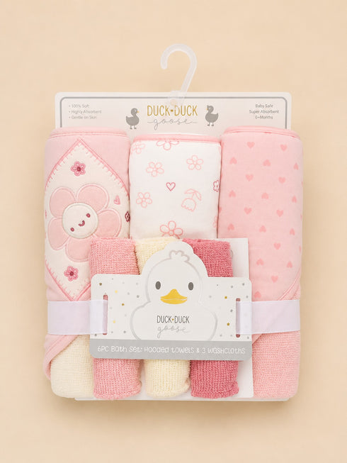 6-Pcs Baby Hooded Bath Towel Set