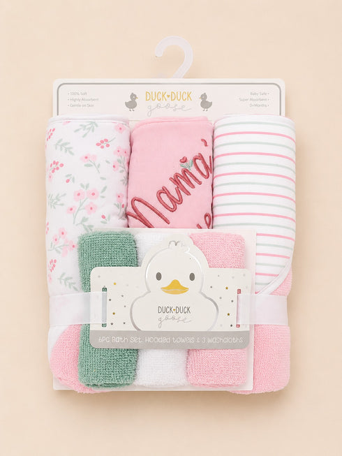 6-Pcs Baby Hooded Bath Towel Set