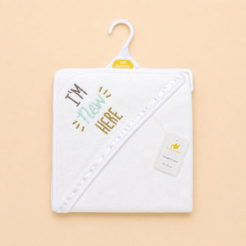 I'm New Here Embroidered Baby Hooded Bath Towel (76x76)