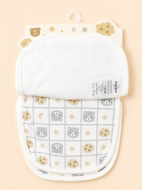 4-Pcs Bear Baby Bibs & Plush Toy Gift Set