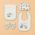 4-Pcs Baby Cap, Bib, Burp Cloth & Socks Gift Set