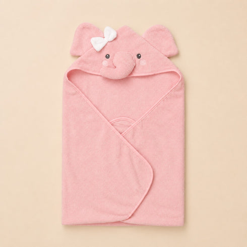 Elephant Baby Hooded Bath Towel Set With 3 Wash Cloths