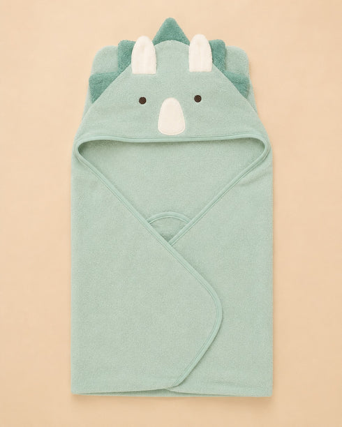 Dino Baby Hooded Bath Towel Set With 3 Wash Cloths