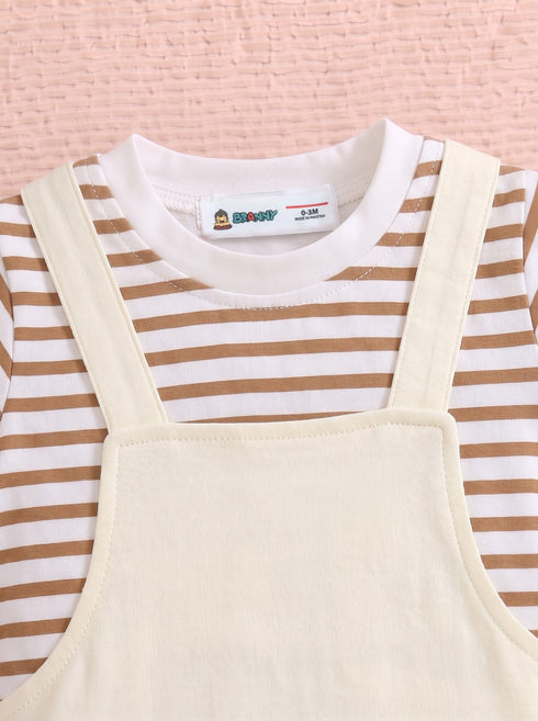 Little Lion Striped Dungaree Romper