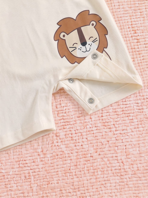 Little Lion Striped Dungaree Romper