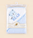 Hello Bear Embroidered Soft Dotted Hooded Blanket (Blue)