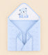 Hello Bear Embroidered Soft Dotted Hooded Blanket (Blue)