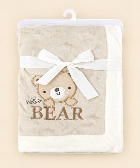 Hello Bear Embroidered Baby Orbital Blanket (Grey)