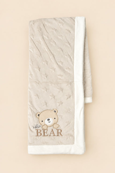 Hello Bear Embroidered Baby Orbital Blanket (Grey)