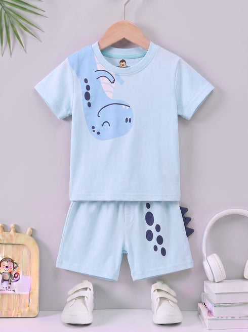 Dino Printed Interlock Short Set