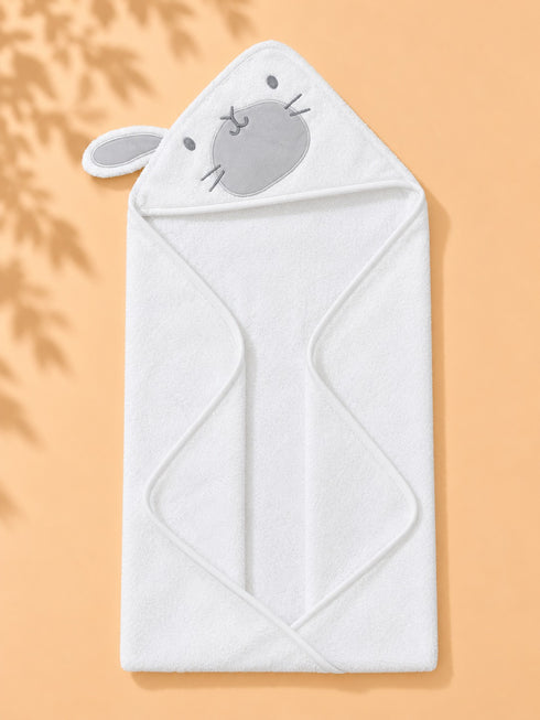 Cute Bunny Embroidered Baby Hooded Bath Towel (76x76)