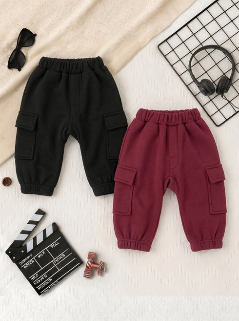 2-Pack Cargo Fleece Pajama (Maroon & Black)