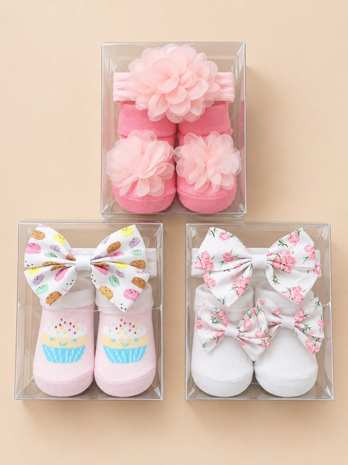 Baby 6-Pcs Headband & Sock Gift Set