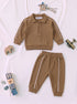 Ribbed Quarter-Zip Raglan Set (Rust)