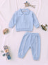 Ribbed Quarter-Zip Raglan Set (Sky Blue)