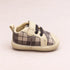 Beige Plaid Sneakers with Velcro Straps