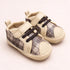 Beige Plaid Sneakers with Velcro Straps