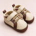 Cream & Brown Woven Texture Sneakers with Velcro Straps