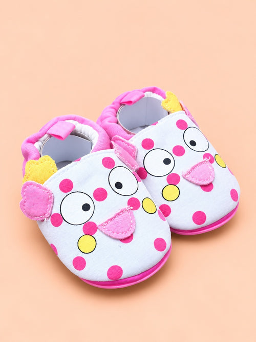 Polka Dot Cartoon Baby Shoes (Pink)