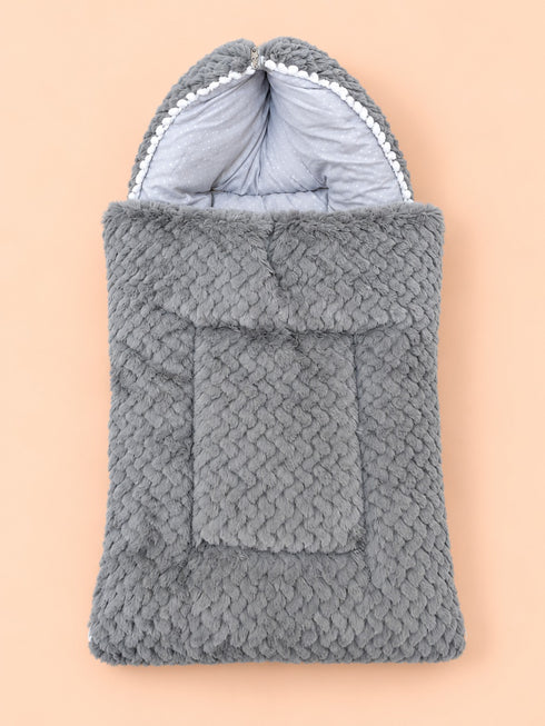 Cozy Baby Plush Textured Sleeping Carry Nest (Grey)