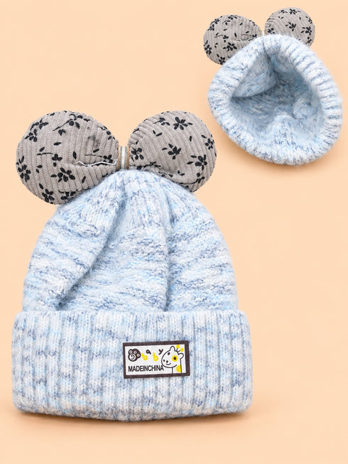 Baby Knitted Bow Beanies (Sky Blue)