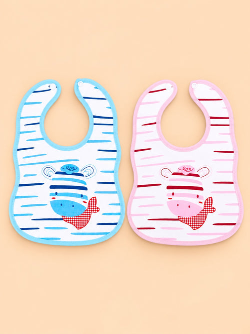 2-Pcs Zebra Printed Baby Bibs Gift Set