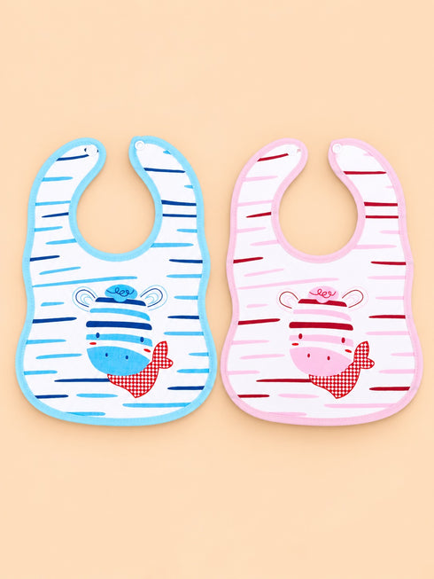 2-Pcs Zebra Printed Baby Bibs Gift Set