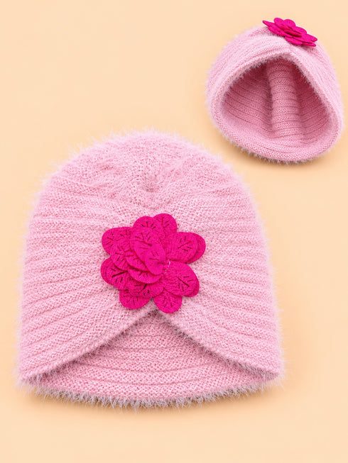 Floral Crochet Baby Turban Cap (Pink)