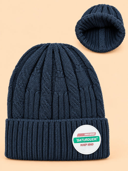 Baby Cable Knitted Beanies (Black)
