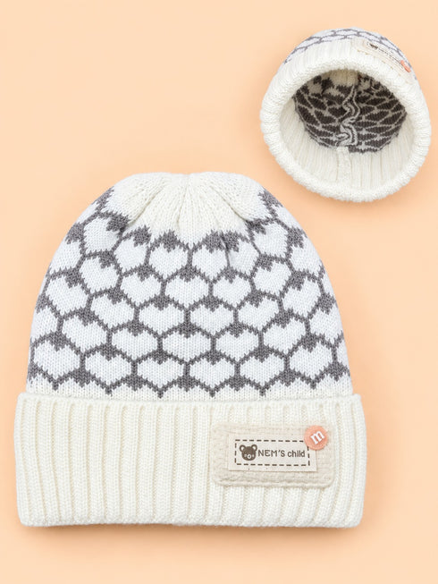 Baby Geometric Knitted Beanies (Grey)