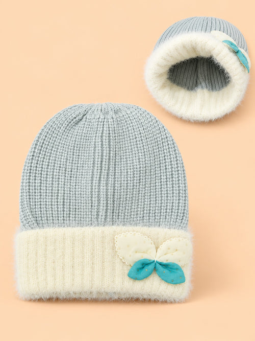 Baby Knitted Bow Beanies (Light Green)