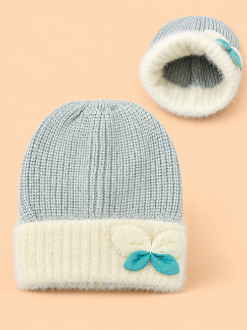Baby Knitted Bow Beanies (Light Green)