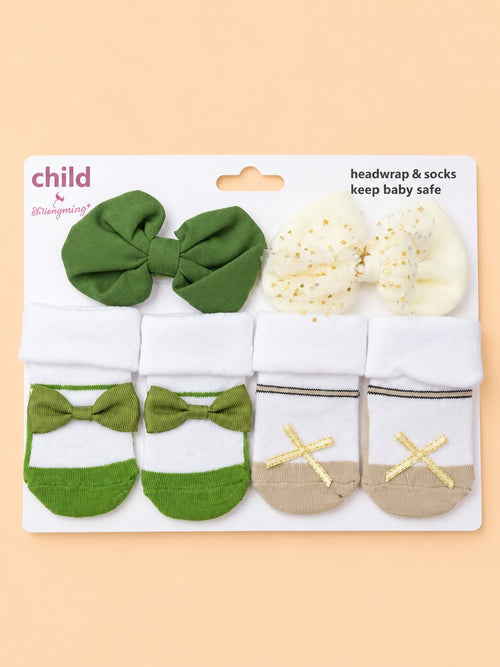 4-Pcs Baby Headband & Sock Gift Set
