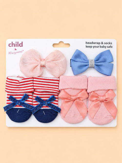 4-Pcs Baby Headband & Sock Gift Set