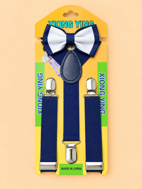 2-Pcs Boys Adjustable Gallace & Bow Tie Gift Set (Navy)