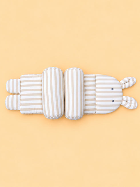 Beige Striped Bunny Baby Adjustable Pillow