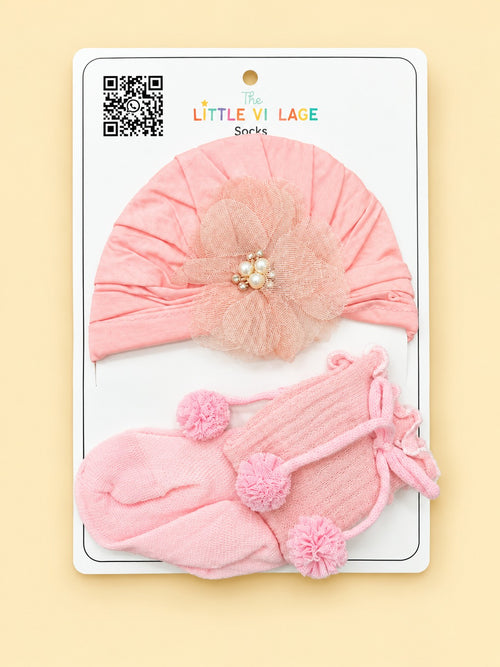 2-Pcs Baby Beanie & Long Socks Gift Set