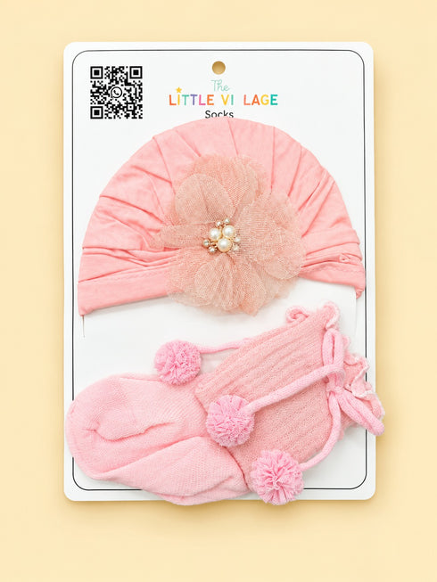 2-Pcs Baby Beanie & Long Socks Gift Set