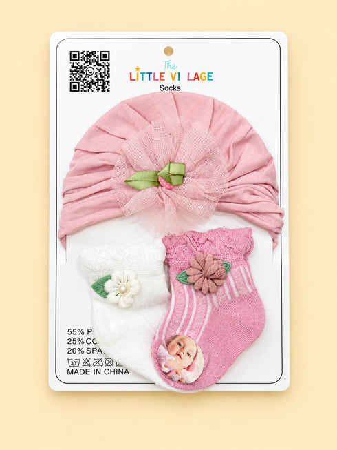 3-Pcs Baby Beanie & Socks Gift Set