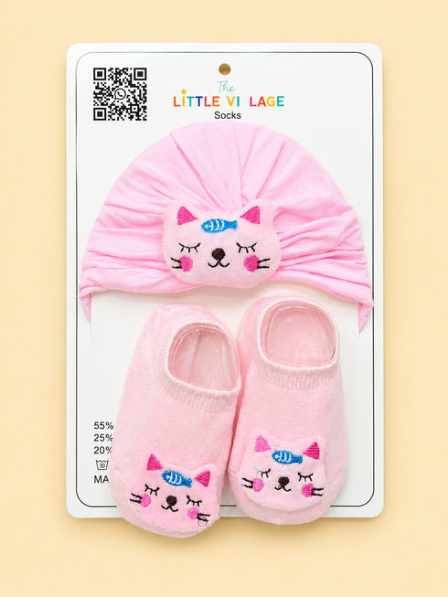 2-Pcs Baby Beanie & Booties Gift Set